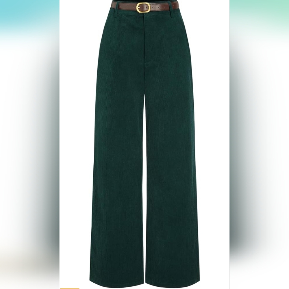 Corduroy Middle Waist Pocket Straight Leg Trousers